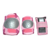 CONJUNTO INFANTIL RODILLERA-CODER-MUÑEQUERA EN ROSA