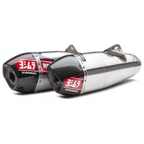 Silenciador escape doble Yoshimura Signature RS-9T, acero inoxidable, tapa carbono, Honda CRF250R