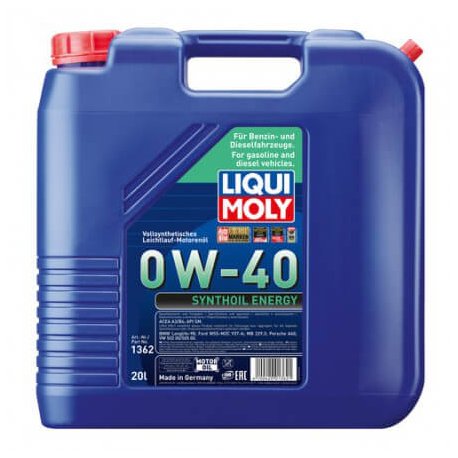 Garrafa 20L aceite 100% sintético Liqui Moly Synthoil Energy 0W-40 Polaris