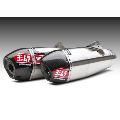 Linea completa escape doble Yoshimura Signature RS-9, inox, Silencioso inox y tapa carbono, CRF250R