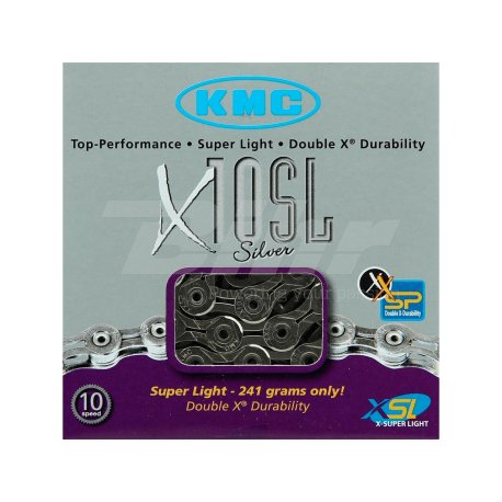 Cadena KMC X-10SL 114 Pasos Index 10V (5,88mm) Color cromo. 241gr