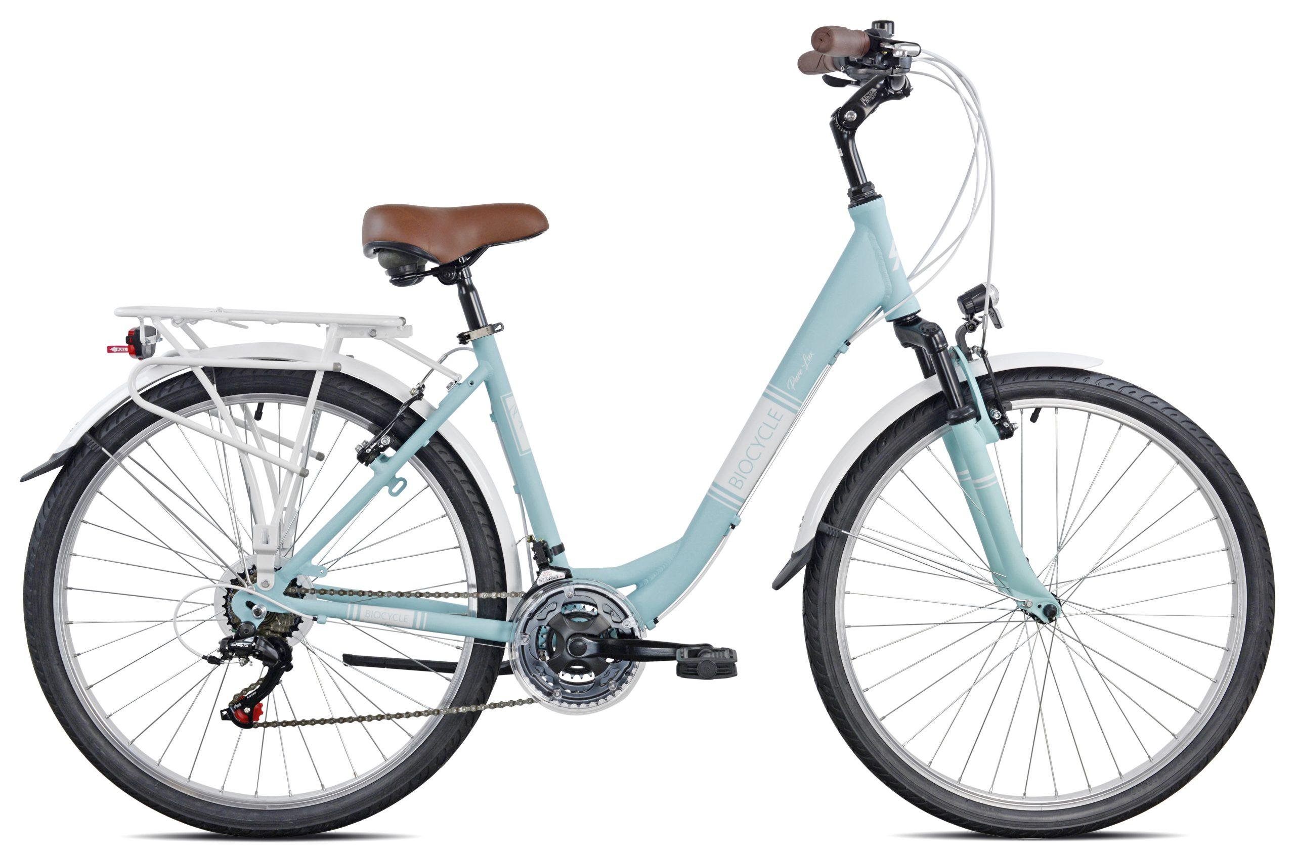 bicicleta paseo aluminio biocycle pure lux celeste