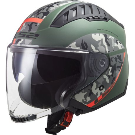 CASCO LS2 JET OF600 COPTER CRISPY VERDE MILITAR