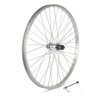 RUEDA TRASERA 26" PLATA, CASSETTE 8 VEL., CIERRE, 36H