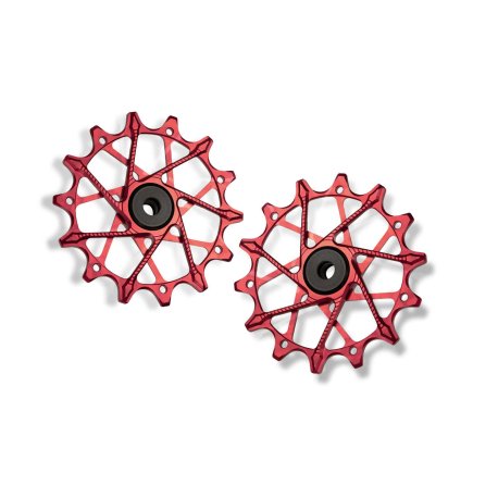 ROLDANAS DE CAMBIO PARA SHIMANO (SET - 14T + 14T (FOR 12 SP. WITH STANDARD CAGE), RED)
