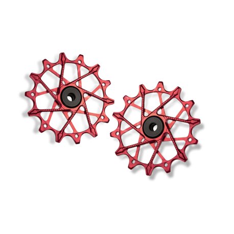 ROLDANAS DE CAMBIO PARA SHIMANO (SET - 14T + 14T (FOR 12 SP. WITH STANDARD CAGE), RED)