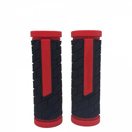 puños MTB de goma - 90mm negro-rojo