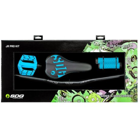 KIT MANILLAR PUÑOS SILLIN Y PEDALES SDG JR. PRO KIT MTB - CYAN BLUE