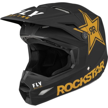 Casco FLY RACING Kinetic Rockstar - Negro Mate / Oro