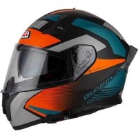 casco integral nzi GO RIDER STREAM QUADRI BLACK&ORANGE&GREEN MATT