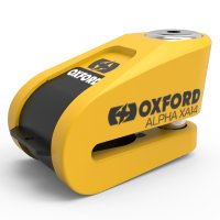 Candado de disco con alarma OXFORD Alpha XA14 Ø14mm acero inoxidable negro / amarillo