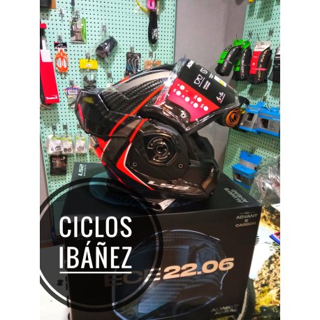 LIQUIDACION STOCK CASCO LS2 MODULAR FF901 ADVANT X C FUTURE II CARBONO NEGRO-ROJO TALLA M