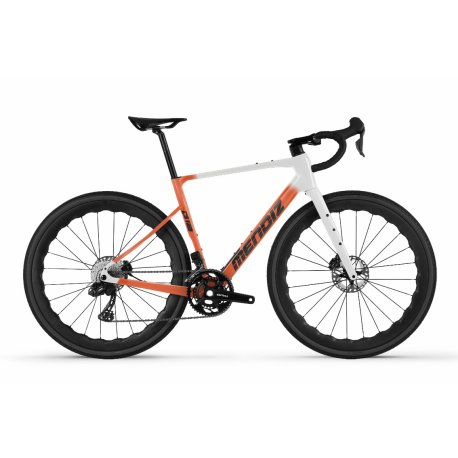 Bicicleta mendiz gravel G12.06*2 blanco-naranja brillo letras negras