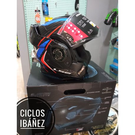 Liquidacion CASCO LS2 MODULAR FF901 ADVANT X C FUTURE II CARBONO negro-azul-rojo 2025 talla XXL