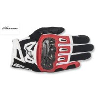 Guantes de cuero alpinestars SMX-2 Air Carbon V2 blanco-rojo