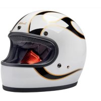 casco integral biltwell GRINGO GLOSS WHITE/BLACK W/ FLAMES FLAM