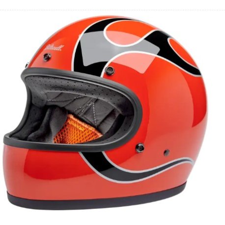 casco biltwell GRINGO COMPETITION ORANGE W/ FLAMES