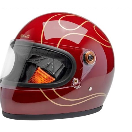 casco biltwell GRINGO S GLOSS GARNET RED W/ FLAMES