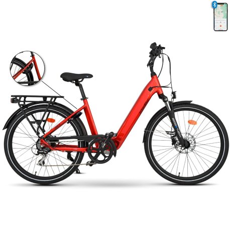 Bicicleta ebike urbanbiker ub100 rojo 720wh