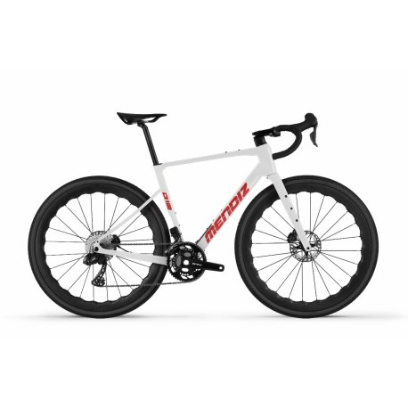 Bicicleta gravel mendiz G12.07 Blanco brillo - letras rojas