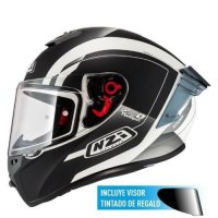 casco nzi TRENDY 3 STREAM ELEGANCE WHITE&BLACK&TINTED S MATT CLEAR + TINTED VISOR