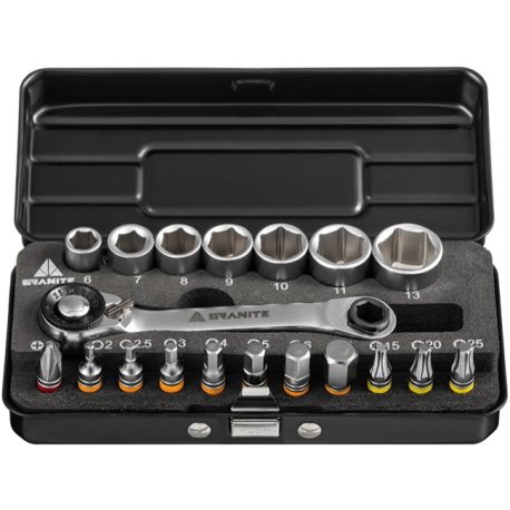 JUEGO DE HERRAMIENTAS DE TRINQUETE CON CABEZA HEXAGONAL Y DE VASO DUET DE GRANITE DESIGN