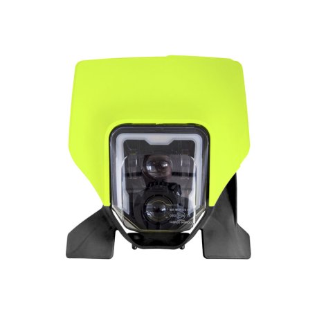 Careta con faro LED RACETECH amarillo fluor-negro R-MASKHSQGF01