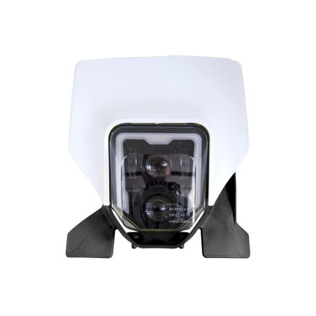 Careta con faro LED RACETECH blanco/negro R-MASKHSQBN01