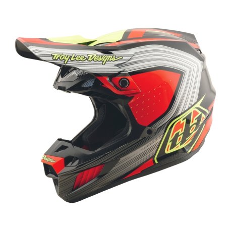 Casco TROY LEE DESIGNS SE5 Composite Stripes Negro/Rojo neón