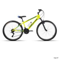 BICI 24" ACERO C/SUSP AMARILLO 1x7 SHIMANO