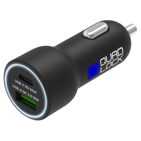Cargador para mechero QUAD LOCK doble USB (C+A) 48W