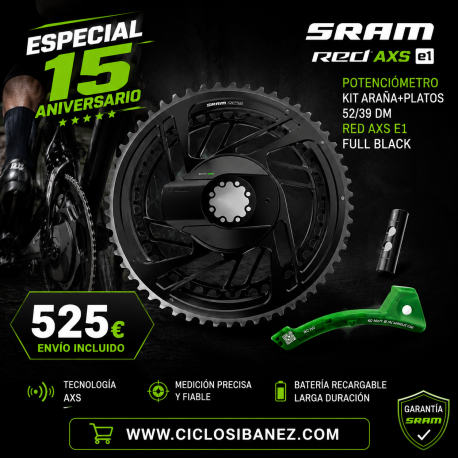 potenciometro sram KIT ARAÑA+PLATOS 52/39 DM RED AXS E1 FULL BLACK