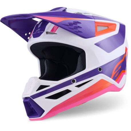 casco cross alpinestars sm3 heat blanco-morado