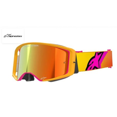 gafas alpinestars supertech corp rosa-amarillo lente rojo espejo