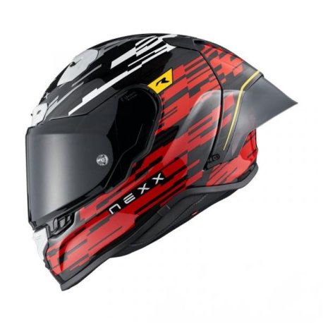 Casco integral nexx X.R3R GLITCH RACER rojo-blanco