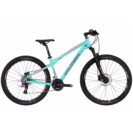 Bicicleta wolfbike turbo 27.5 verde pastel 2*8 disco hidraulico talla XS