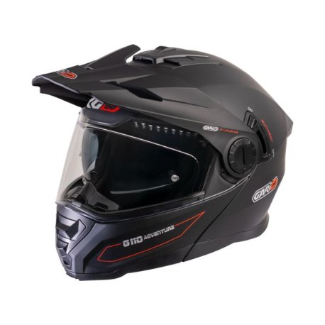Casco Moto Modular Gari G110 Adventure negro mate-rojo