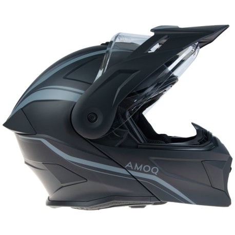 Casco con visera eléctrica AMOQ Ballast, color negro/gris