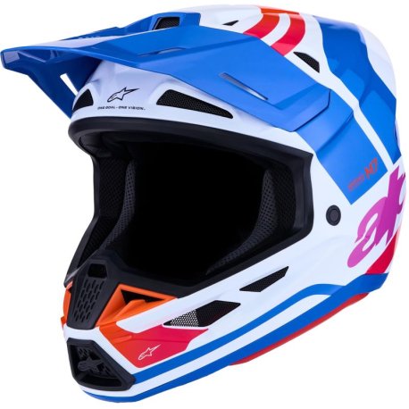 casco alpinestars S-M7 Core blanco-azul-rosa
