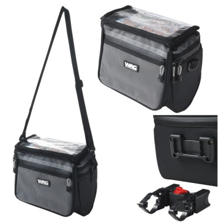 bolsa de manillar wag holder con soporte rigido negro