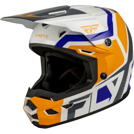 Casco infantil FLY RACING Kinetic Scrap blanco/naranja/azul/gris 49-50cm