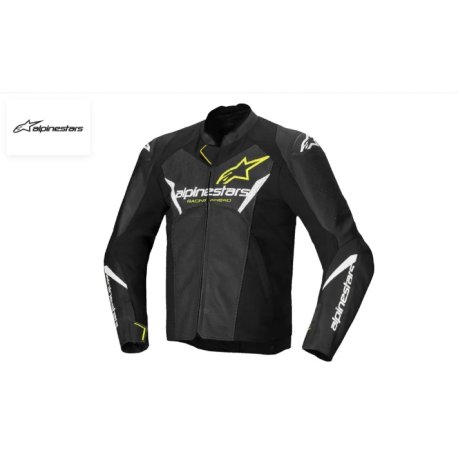 Chaqueta de cuero Faster v3 Airflow negro-blanco-amarillo