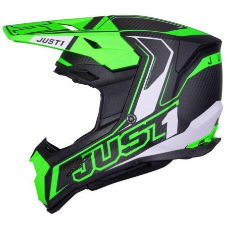 casco cross just1 J22 Carbono verde fluor BRILLANTE 22.06