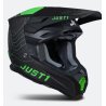 casco cross just1 J22 Frontier verde fluorescente negro carbono 22.06