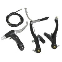 Frenos v-brake 6pcs c/manetas aluminio en negro
