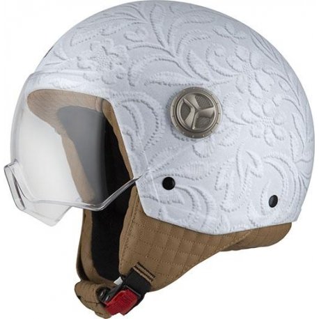 Casco nzi jet zeta 2 brocado white matt